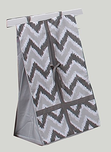 Bacati Ikat Diaper Stacker, Zigzag Grey/White