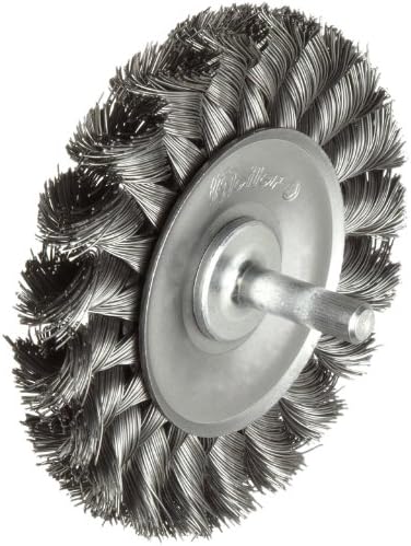 Weiler 17681 3-1/4" Stem-Mounted Knot Wire Wheel, .014" Steel Fill, 1/4" Stem, Made in the USA