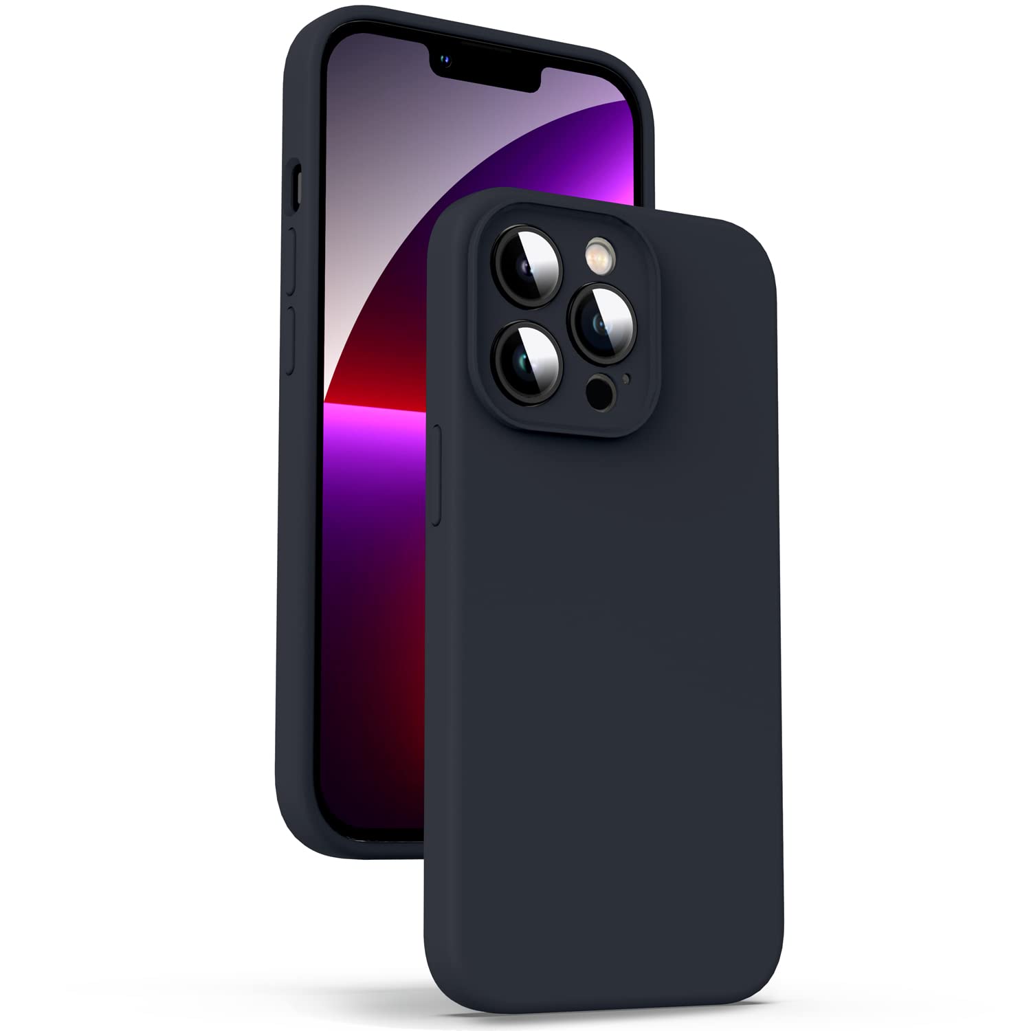 Supdeal Liquid Silicone Case for iPhone 13 Pro Max - [Camera All-Round Protection] [Soft Microfiber Lining Anti-Scratch] 4 Layer Full Covered Shockproof Gel Rubber Phone Case Cover, 6.7", Black — image 1