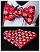 HISDERN Men's Christmas Woven Party Self Bow Tie Pocket Square Set