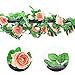 CEWOR 5pcs Fake Flowers Vine Artificial Flowers Rose Vine for Home Wedding Party Garden Decor(Two Pinks)