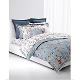 Lauren Ralph Lauren Maggie Floral Stripe King 3 pc Duvet Cover Set Shams Blue Pink White (King (U.S. Standard))