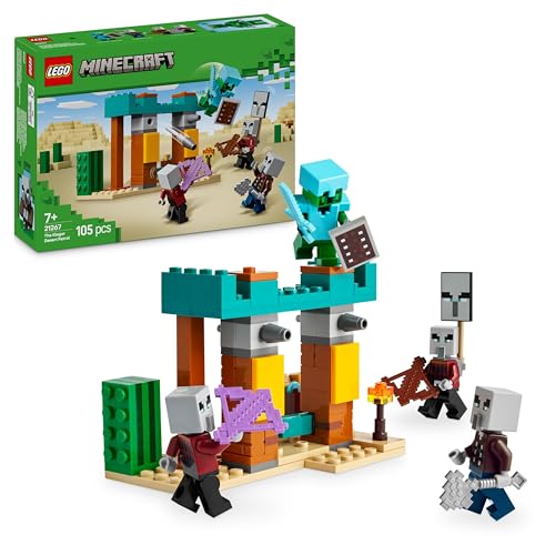 Minecraft La Patrouille d’Illageois du Désert - Jouet de Construction avec Figurines Dont Un Pillard, Un Vindicateur & Un Chevalier Cactus - Cadeau pour Gamer, Garçon ou Fille dès 7 Ans 21267
