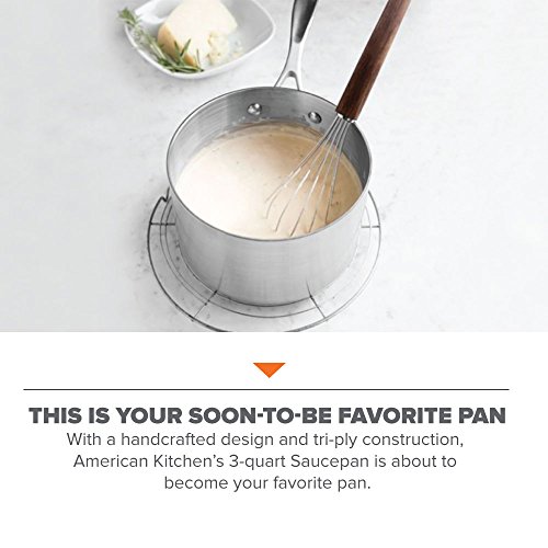 Stainless Steel Saucepan-American Kitchen 3-Quart Premium Stainless Steel Saucepan - Superior Heat Conductivity - Tri-Ply Construction - 6-In Stainless Steel Lid - Dishwasher Safe - Made in USA - Thumbnail 2