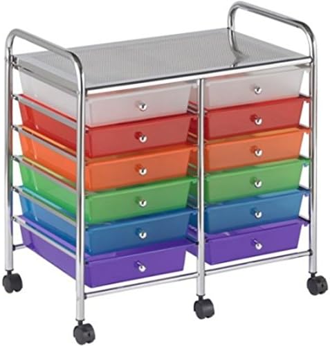 12 Pull Out Translucent Multi Colour Drawers Steel Frame Mobile Organizer