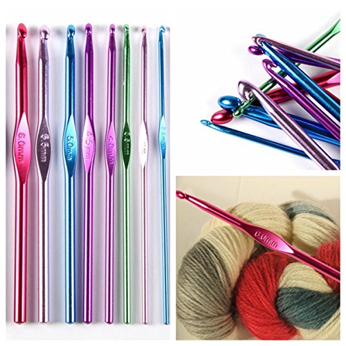 image for HOUSWEETY Mixed Aluminum Handle Crochet Hook Knitting Knit Needle Weav