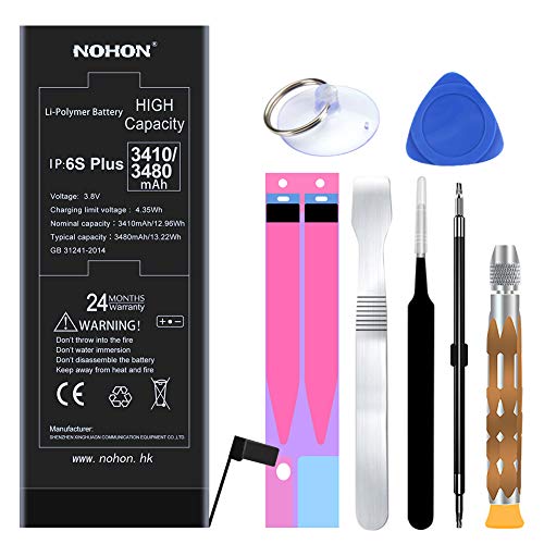 3400mAh Battery Replacement Compatible for iPhone 6s Plus,NOHON High Capacity Li-ion Battery with Complete Repair Tool Kit and Instructions - Included 24 Months Warranty
