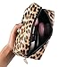 Joyful 2pcs Leopard Print Cosmetic Bag Travel Makeup Pouch Bag Toiletry Bags Makeup Clutch Organizer with Zipper
