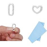 UNICRAFTALE 2Pcs 2 Styles 925 Sterling Silver Clasps Grooved Heart Oval Spring Gate Rings Spring Snap Clip Clasps with 1pc Polishing Cloth Springs Keyring Buckle Connector Clasp for Jewellery Making