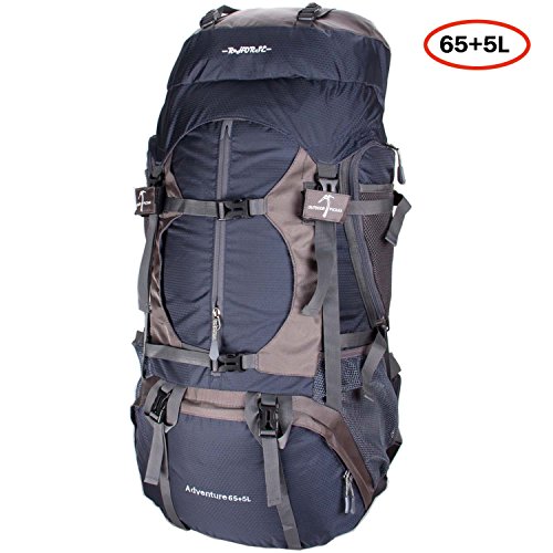 R â€¢ HORSE Adventure 65L+5L Internal Frame Backpack; Great Backpacking Gear; Hiking Backpacks for Camping and Hunting; Free Rain Cover Included