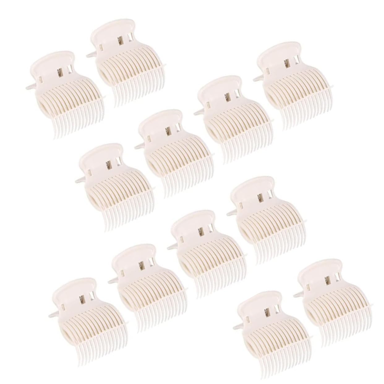 LATRAT Hot Roller Clips, 12 Pieces, Plastic, White, Unisex, 12 Count, Hair Securing, Women & Girls