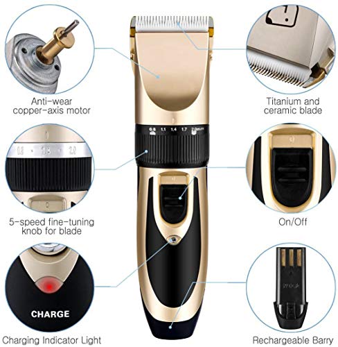 BigTron Professional Rechargeable Electrical Pet Grooming Clipper Kit for Dog and Cat Hair with Trimmer and Shaver