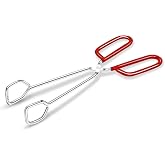 Hiash 10-Inch Heavy Duty Stainless Steel Kitchen Tongs - Non-Slip Comfortable Red Grip, Scissor Design, Heat Resistant for BBQ and Cooking