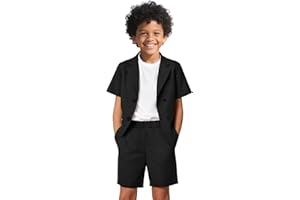 KEYWANTS Boys 3 Pieces Summer Outfits Beach Short Sleeve Button Down Shirts Vest and Shorts Vacation Texture Sets for Kids