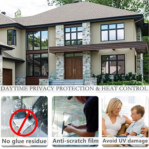 Arthome Heat Blocking Window Film Anti-UV 35.4x393 Inch, Heat Control Window Stick Tint Reflective No Glue Static Cling Adhesive DIY One Way Film for Home and Office Sun Glare Reduction with Tool