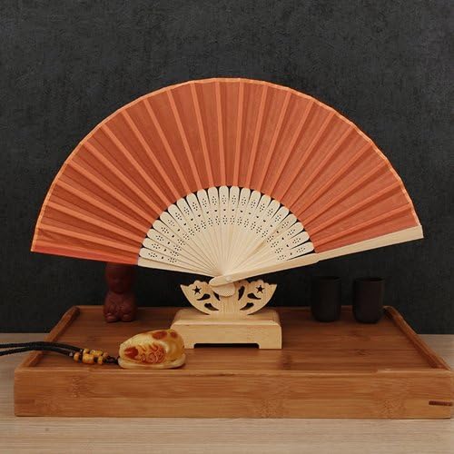Skuleer(TM) 1pcs Multi-color Plain Cloth Bamboo Hand Fan Summer Accesory Art Wedding Decoration Table Bride House Crafts[ 12 ]