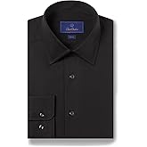 David Donahue Men's Slim Fit Black Twill Dress Shirt, 15.5" Neck 32/33" Sleeve