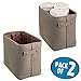 mDesign Fabric Storage Basket with Internal Coating and Structured Design (Pack of 2) - Ideal Makeup Storage - Practical Cotton Storage Box with Handle for Bathroom - Brown