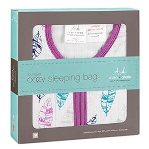 Aden and Anais Wink Classic Muslin 1.7 TOG Sleeping Bag, Pink, Blue, White, Medium