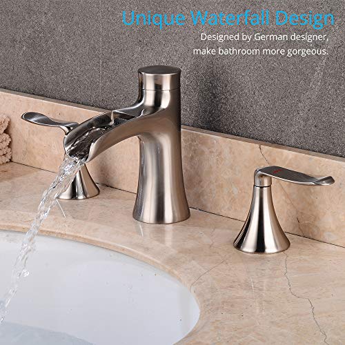 Wovier Brushed Nickel 816 Inch Widespread Waterfall Spout Bathroom