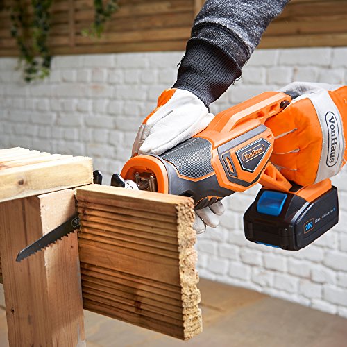 VonHaus 20V Max Akku Säbelsäge, Variabler Geschwindigkeitsschalter, 2 Sägeblätter für Holz, Hublänge 22 mm – inkl. Akku… – Bild 3