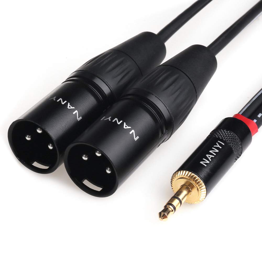 NANYI XLR 3.5mm Splitter Cables, TRS Stereo Male to Two XLR Male Interconnect Audio Microphone Cable, Y Splitter Adapter - 1.5 Meters