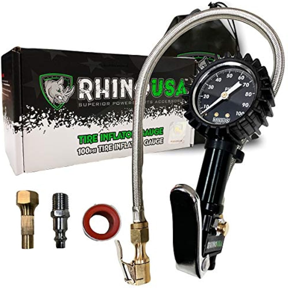 Heavy Duty Tire Pressure Inflator Gauge (0100 PSI) ANSI B40.1 Accurate