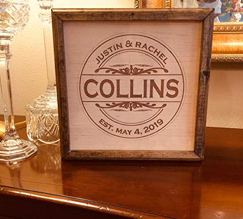 Personalized Hidden Gun Safe or Jewelry Concealment Wood Wall Hanging with Engraved Family Name and Wedding Date - Thumbnail 2