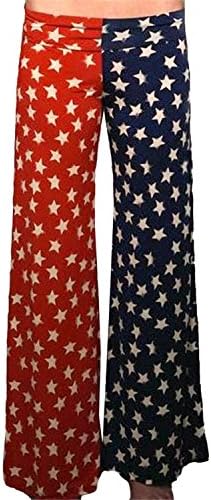 Pants Floral Star Print American Flag High Elastic Waist Long Trousers Wide Leg Pants Fitness Sweatpants 4 M