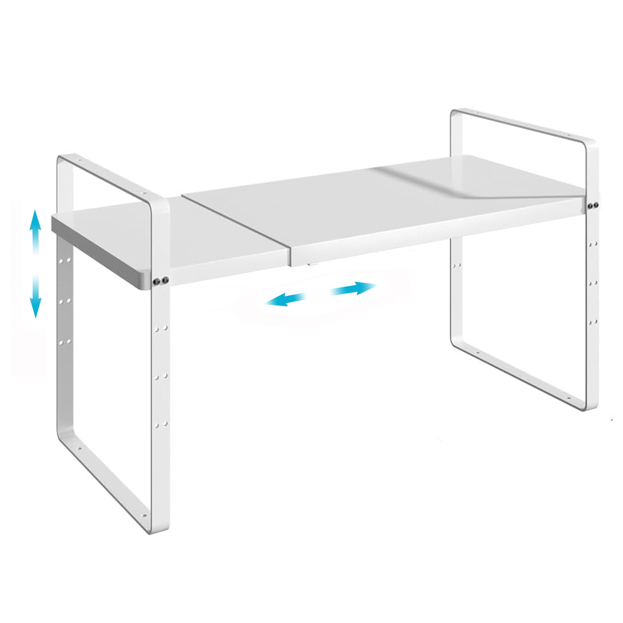 iPEGTOP Expandable Cabinet Storage Shelf Organizer Rack, Heavy Duty Steel Metal Spice Rack Adjustable Height Home Office Pantry Shelf Space for Counter Kitchen Organization, White, Medium