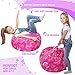 5 STARS UNITED Stuffed Animal Storage Bean Bag – Toy Storage Organizer and Bean Bag Chair for Kids Holds up to 90+ Plush Toys – Cotton Canvas Bags Cover for Boys and Girls Ages 4-11, Pink Princess