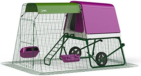 Omlet Eglu Go UP Chicken Coop with 2m Secure Steel Mesh Run and Wheels - Purple - Easy To Clean Plastic