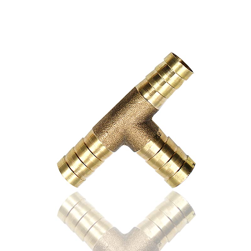 Barbed Connector 10 mm 3 Way Solid Brass T Hose Barbed Joiner/Connector Adapter for Fuel Air Water Gas Oil (Pack of one)