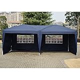 Polar Aurora 10' X 20' Easy Pop up Canopy Party Tent Outdoor Patio Wedding Party Tent Folding Waterproof w/ 4 Removable Sidewalls and Portable Bag -Blue