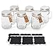 6 Pack - Vintage Mason Jar Mugs with Chalkboard Labels and Tin Lids, Mason Mugs with Handles for Weddings, Candle Jars, Party Favors, 16oz, by California Home Goods