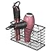 mDesign Steel Wall Mount Hair Dryer Storage Organizer - Hair Styling Tool Basket for Bathroom and Bedroom - Holds Hair Dryer, Flat Iron, Curling Wand, Hair Straightener - Linelle Collection - Black