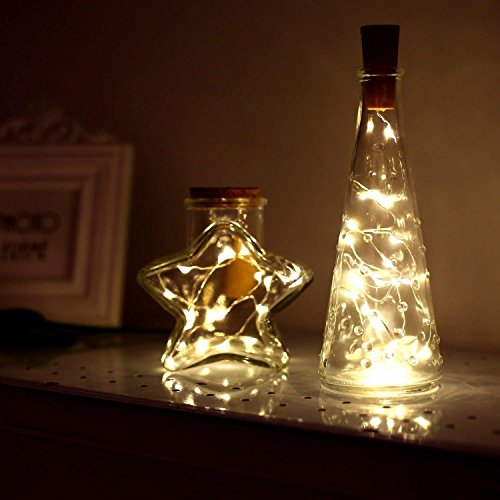 Wine Bottle Lights - LED Cork Lights for Bottle 20 LEDs, Battery Powered - Copper Wire Starry String Lights for Bottle DIY, Party, Decoration, Wedding (Pack of 9, Warm White)