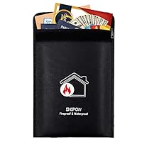 ENGPOW Fireproof Document Bags 15" x 11" Non-Itchy Silicone Coated Fire&Water Resistant Safe Storage Money Bag for Cash Large Size Envelope Holder