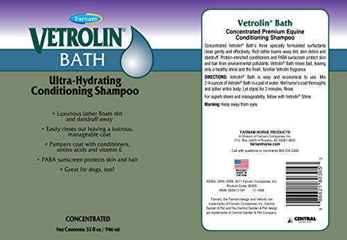 FARNAM 80305 Vetrolin Pet Bath Shampoo, 32-Ounce