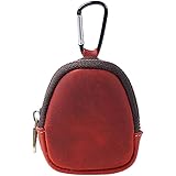 RIVEENY Genuine Leather Coin Purse, Cell Phone Accessories Organizer with Carabiner for Earphone, Earbud, Earpieces, SD Memor