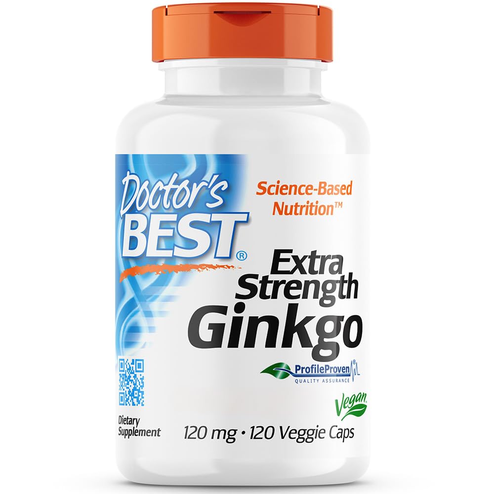 Doctor's Best, Extra Strength Ginkgo, 120mg, 120 Vegan Capsules, Vegetable, Gluten-Free, SOYA-Free, Vegetarian