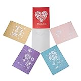 officematters 48 Pack Thank You Note Card Set- 6 Designs - Pearlescent Paper Made - Yellow Envelopes Included