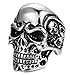 FIBO STEEL Stainless Steel Rings for Men Women Black Skull Head Rings,Size 15 Silver-tone