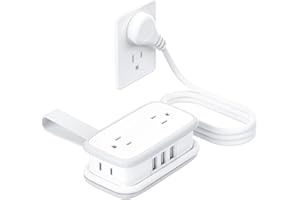 Travel Power Strip with USB Ports, NTONPOWER 4 Outlets 3 USB with 4FT Wrapped Short Extension Cord Flat Plug, USB Portable Desktop Charging Station, Compact for Hotel Travel Cruise Essentials, White
