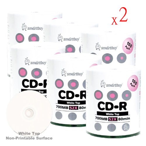 Smart Buy White Top CD-R 1200 Pack 700mb 52x Blank Recordable Discs, 1200 Disc, 1200pk