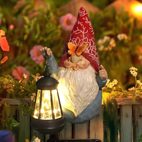 HONGLAND Gnomes Figurines Fence Hugger Solar Fence Lights… at Amazon