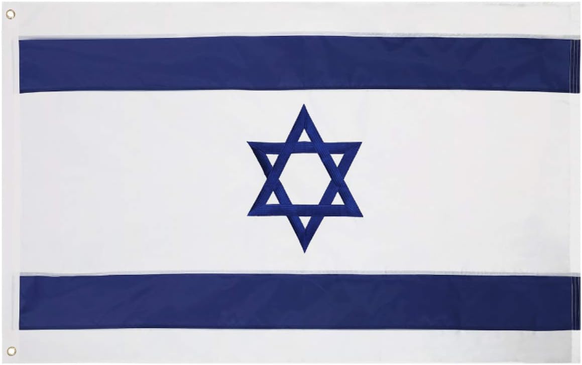 Flags - Israeli Flag 3x5 Feet - Embroidered 210D Nylon Flags with Sewn Panels