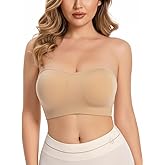 Cyllenic Strapless Bras for Women Push Up Supportive Bandeau Bra Seamless Non Slip Wireless Padded Tube Top