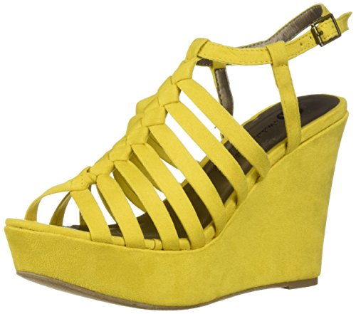 Michael Antonio Women's Racer Wedge Sandal, Yellow, 7.5 M US