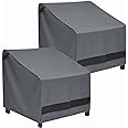 Loriano Patio Chair Covers Waterproof Outdoor Furniture Chair Covers 600D Heavy Duty Fit as Lawn Lounge Deep Seat(2 Pack,Grey, Median)